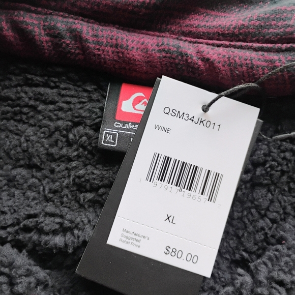 QUIKSILVER NEW Gideon Cold Days Sherpa Lined Flannel Shirt Jacket - Picture 11 of 12